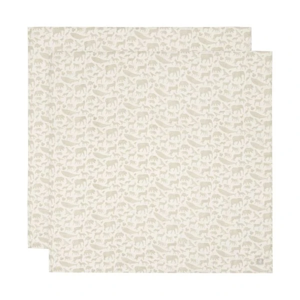 Jollein Animals Hydrofiel Luier - 2 Stuks - Nougat 1 Jollein Animals Hydrofiel Luier - 2 Stuks - Nougat