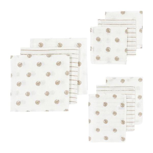 Meyco Hydrofiel Starterset - Dot Stripe - Sand 1 Meyco Hydrofiel Starterset - Dot Stripe - Sand