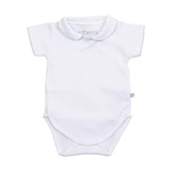 Mats & Merthe Meisje Romper Met Kraag / Korte Mouwen White 1 Mnd