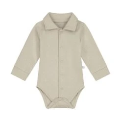Mats & Merthe Noah Romper Met Kraag Lange Mouw Light Brown 1 Mnd