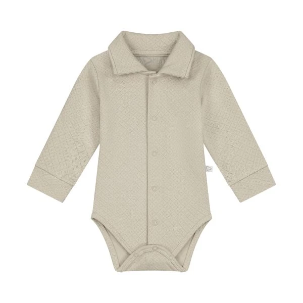 Mats & Merthe Noah Romper Met Kraag Lange Mouw Light Brown 1 Mnd