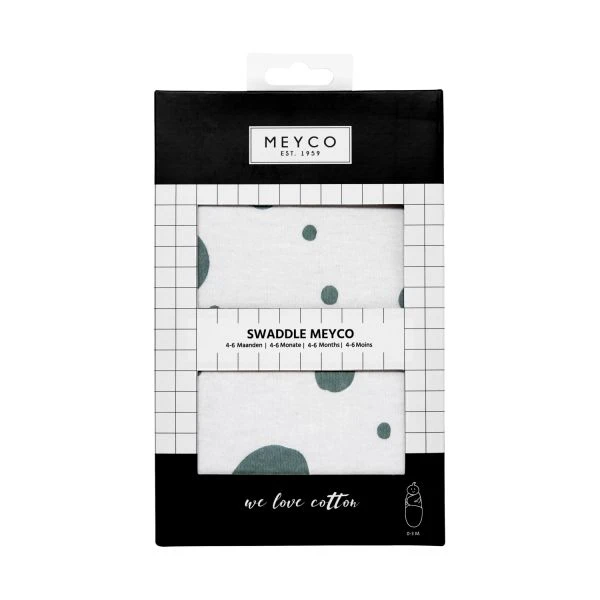 Meyco Dots Swaddle Inbakerdoek Stone Green 4-6 Mnd 3 Meyco Dots Swaddle Inbakerdoek Stone Green 4-6 Mnd - Afbeelding 3