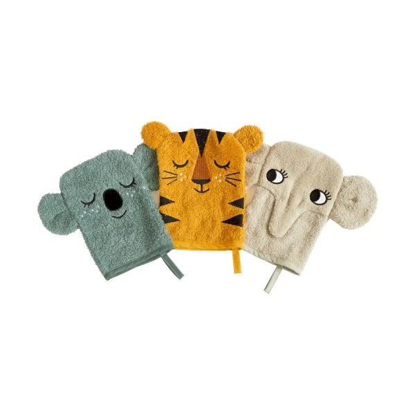 Roommate Koala Tiger Elephant Washand 3 Stuks 1 Roommate Koala Tiger Elephant Washand 3 Stuks